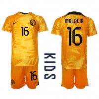 Nederländerna Tyrell Malacia #16 Hemmadräkt Barn VM 2022 Kortärmad (+ Korta byxor)